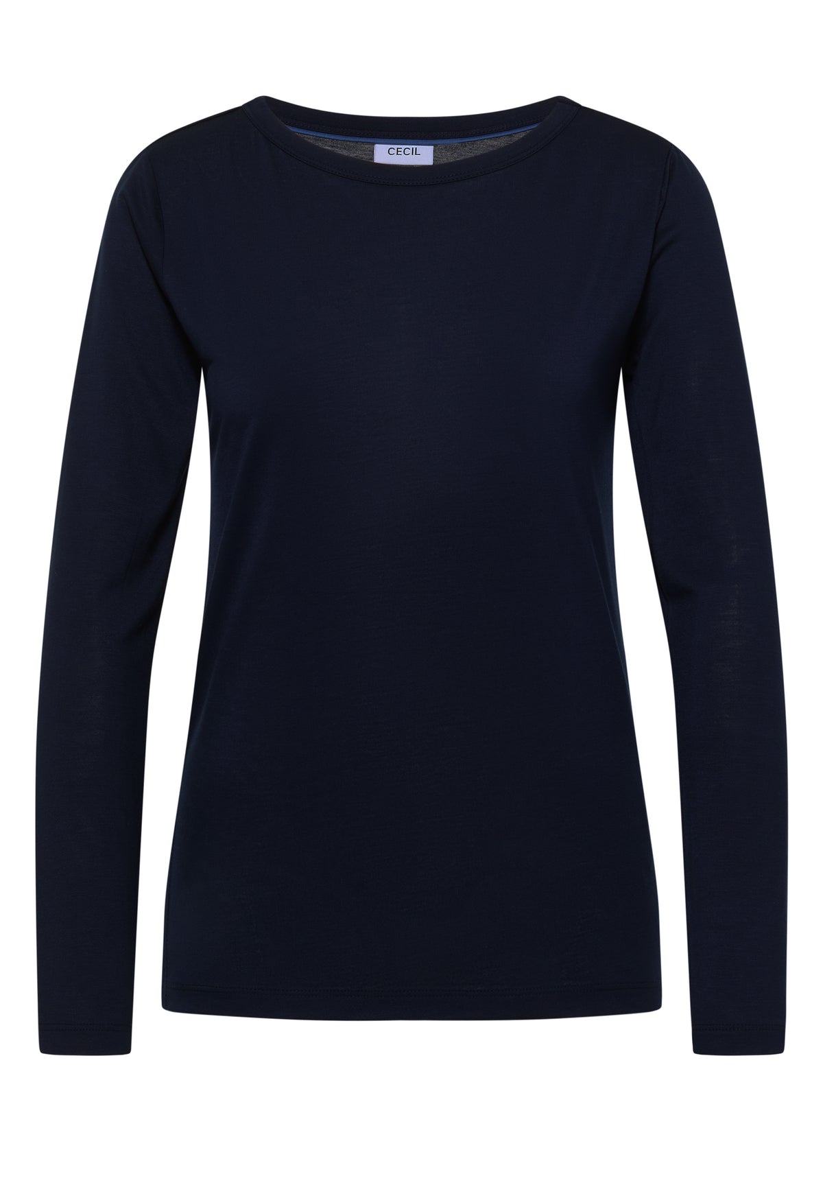 CECIL Damen Lyocell-Langarmshirt mit U-Boot-Ausschnitt - Dunkelblau urban dark blue