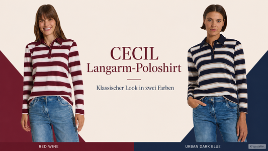 CECIL Langarm-Poloshirt – klassischer Look in zwei Farben