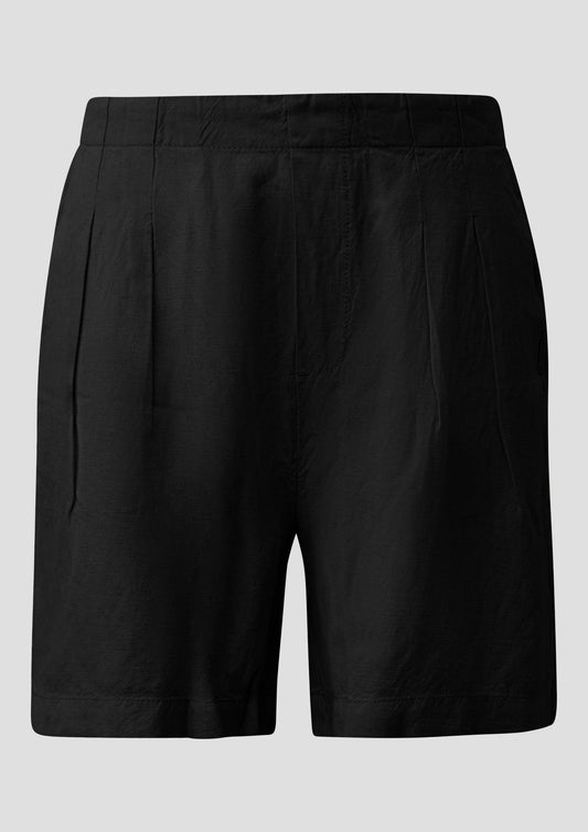 QS - Bundfalten-Shorts aus Leinenmix - Farbe: Schwarz