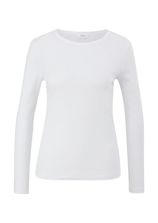 s.Oliver Damen Longsleeve Shirt in weiß 2130091-0100