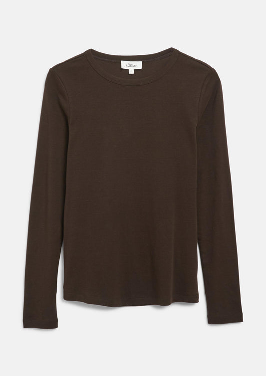s.Oliver - Longsleeve im Slim Fit - Farbe: Dunkelbraun