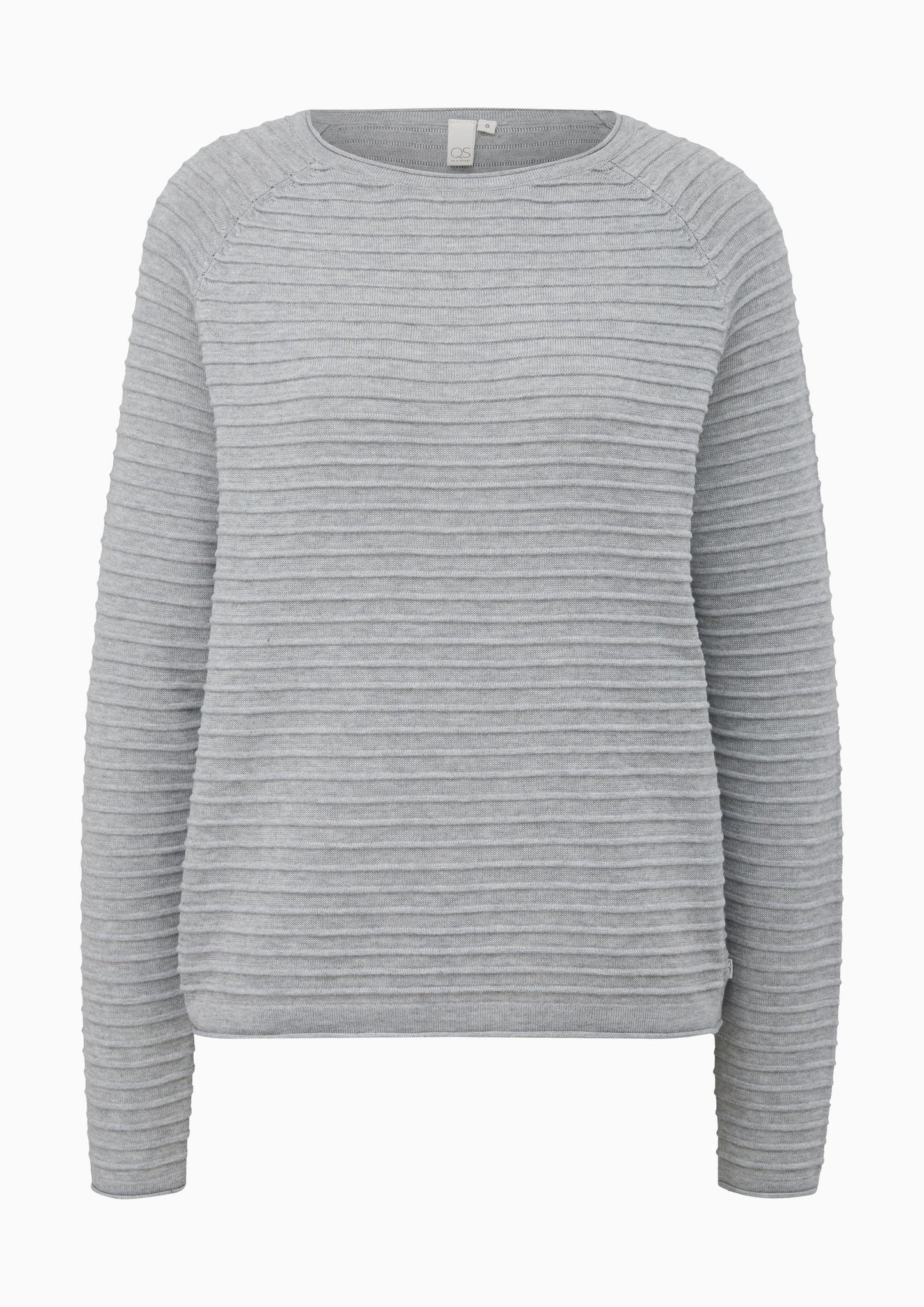 QS - Pullover mit Strukturmuster aus Viskosemix - Farbe: Grau Meliert