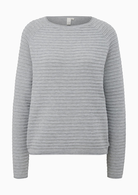 QS - Pullover mit Strukturmuster aus Viskosemix - Farbe: Grau Meliert