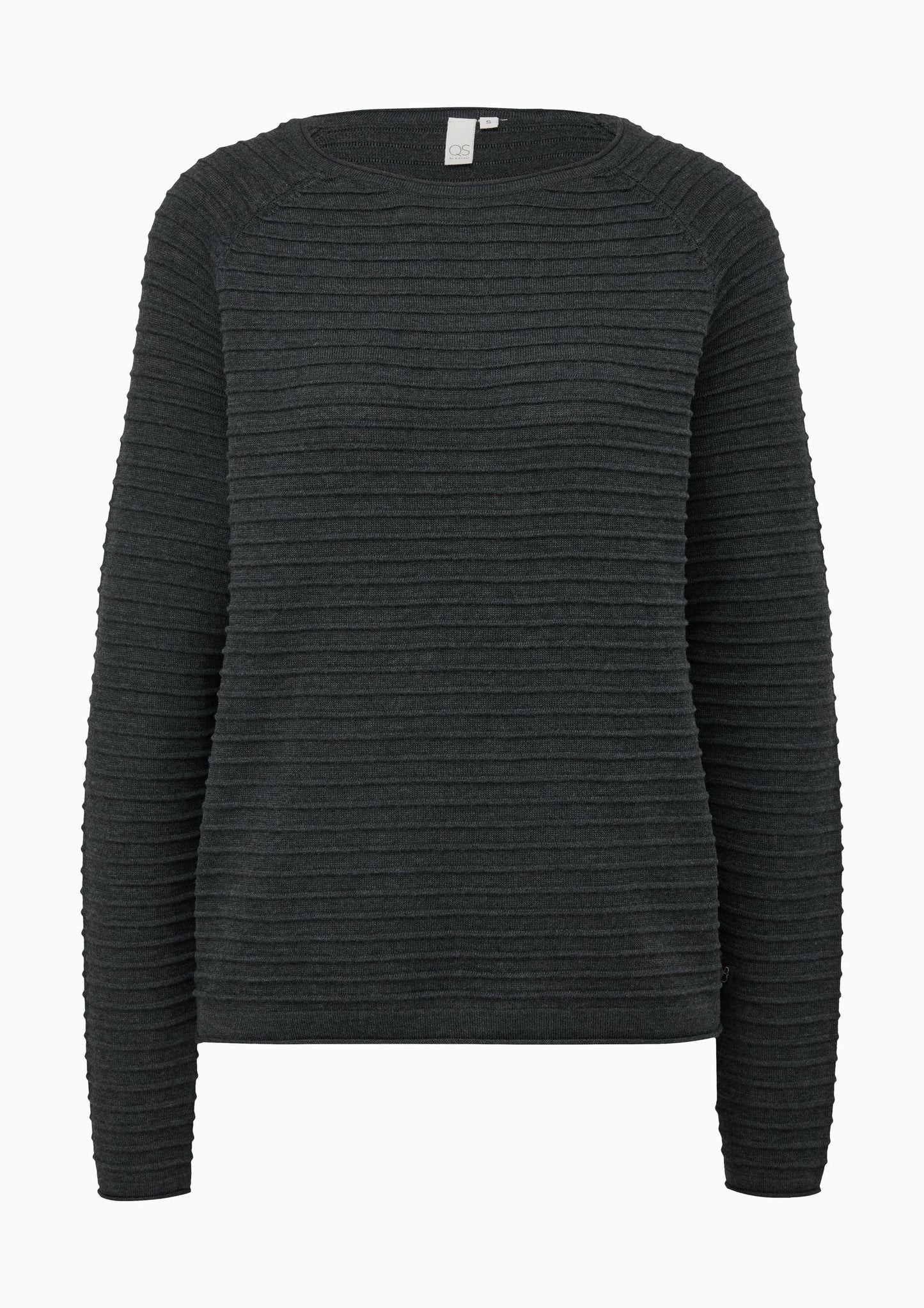 QS - Pullover mit Strukturmuster aus Viskosemix - Farbe: Dunkelgrau