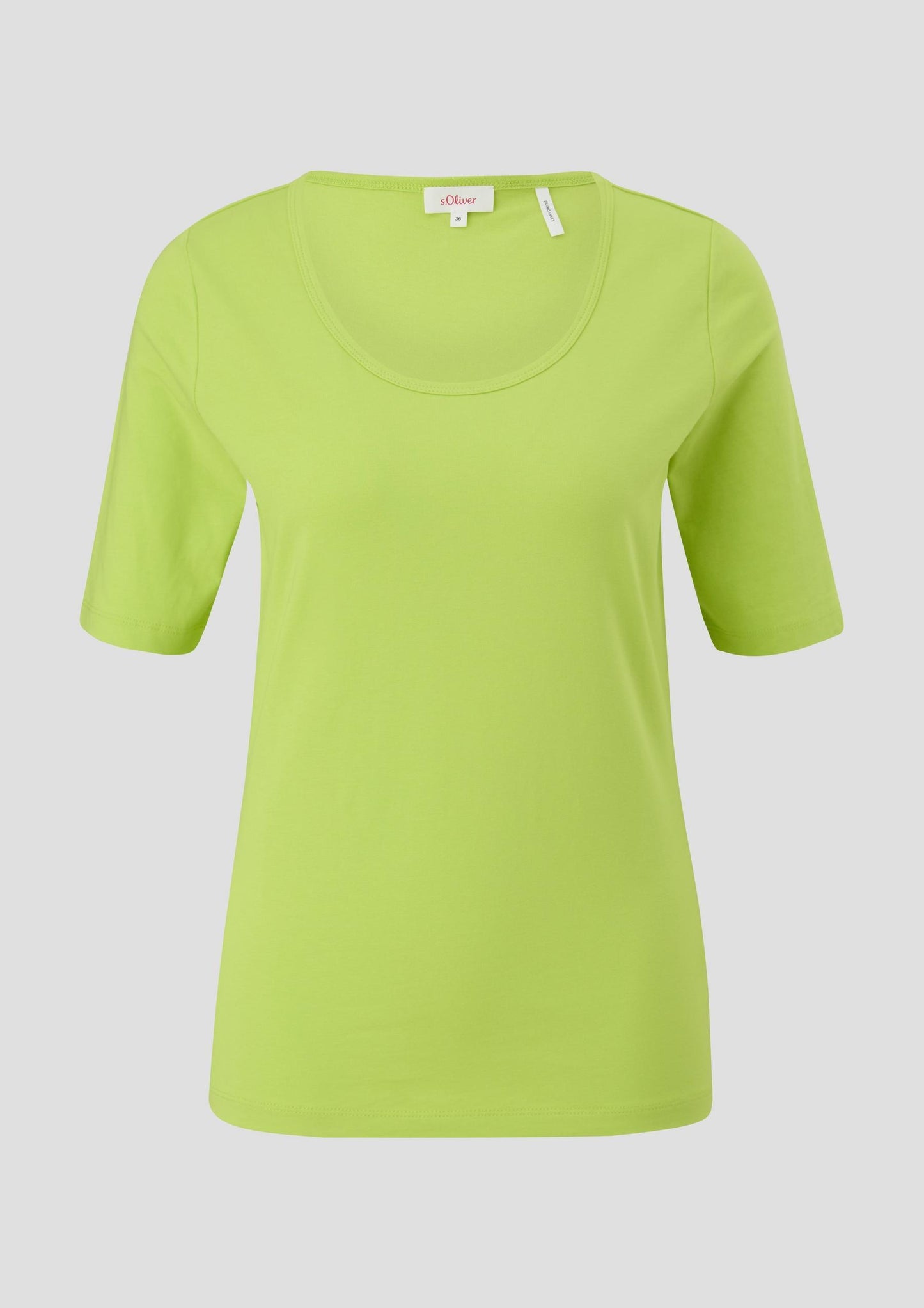 s.Oliver - Jersey-Shirt mit U-Ausschnitt - Farbe: limettengrün