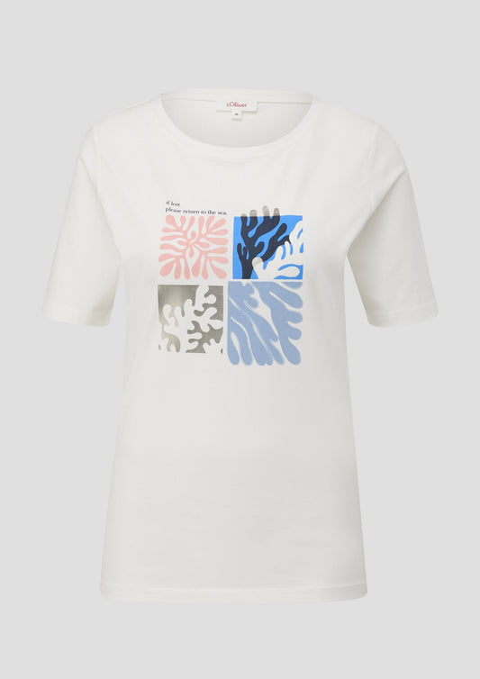 s.Oliver - T-Shirt mit Frontprint - Farbe: creme