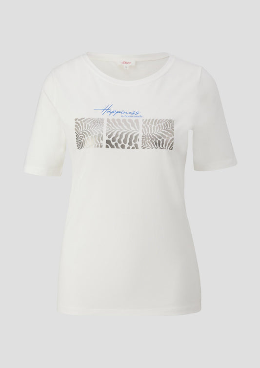 s.Oliver - T-Shirt mit Frontprint - Farbe: ecru