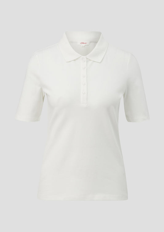 s.Oliver - Poloshirt aus Baumwollstretch - Farbe: creme