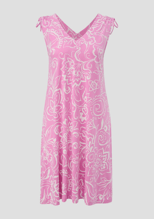 s.Oliver - Kleid mit V-Ausschnitt und Binde-Detail - Farbe: rosa
