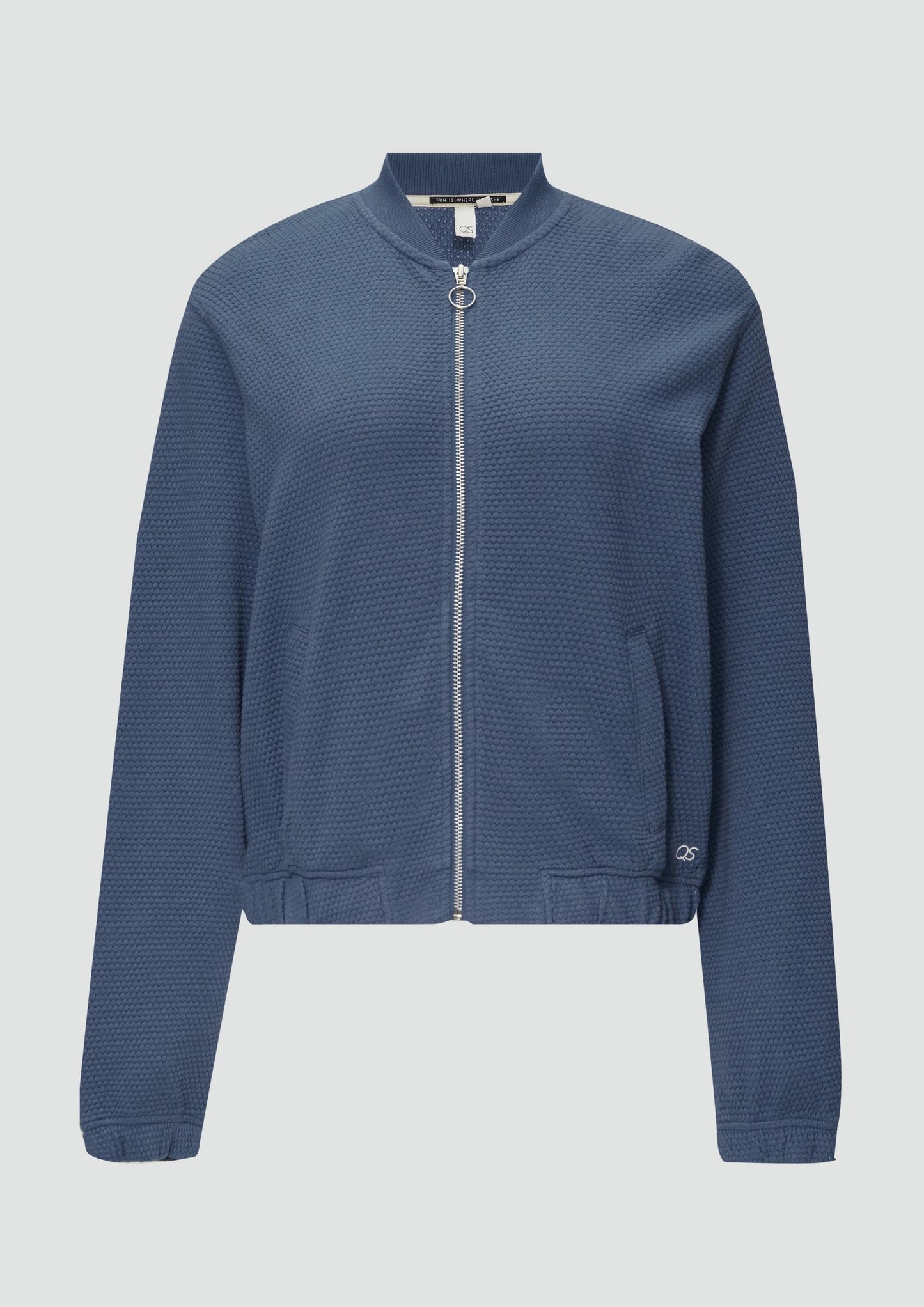 QS - Strukturierter Sweat-Blouson aus Baumwollmix - Farbe: blau