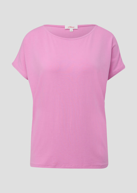 s.Oliver - Viskoseshirt mit überschnittener Schulter im Relaxed Fit - Farbe: rosa