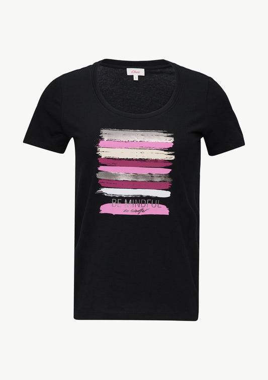 s.Oliver - T-Shirt mit Schriftprint - Farbe: schwarz