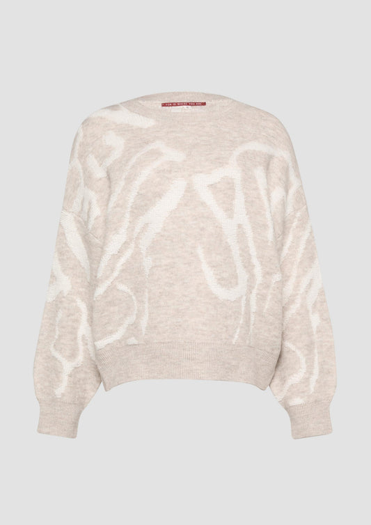 QS - Jacquard-Pullover in Oversized - Farbe: helles beige