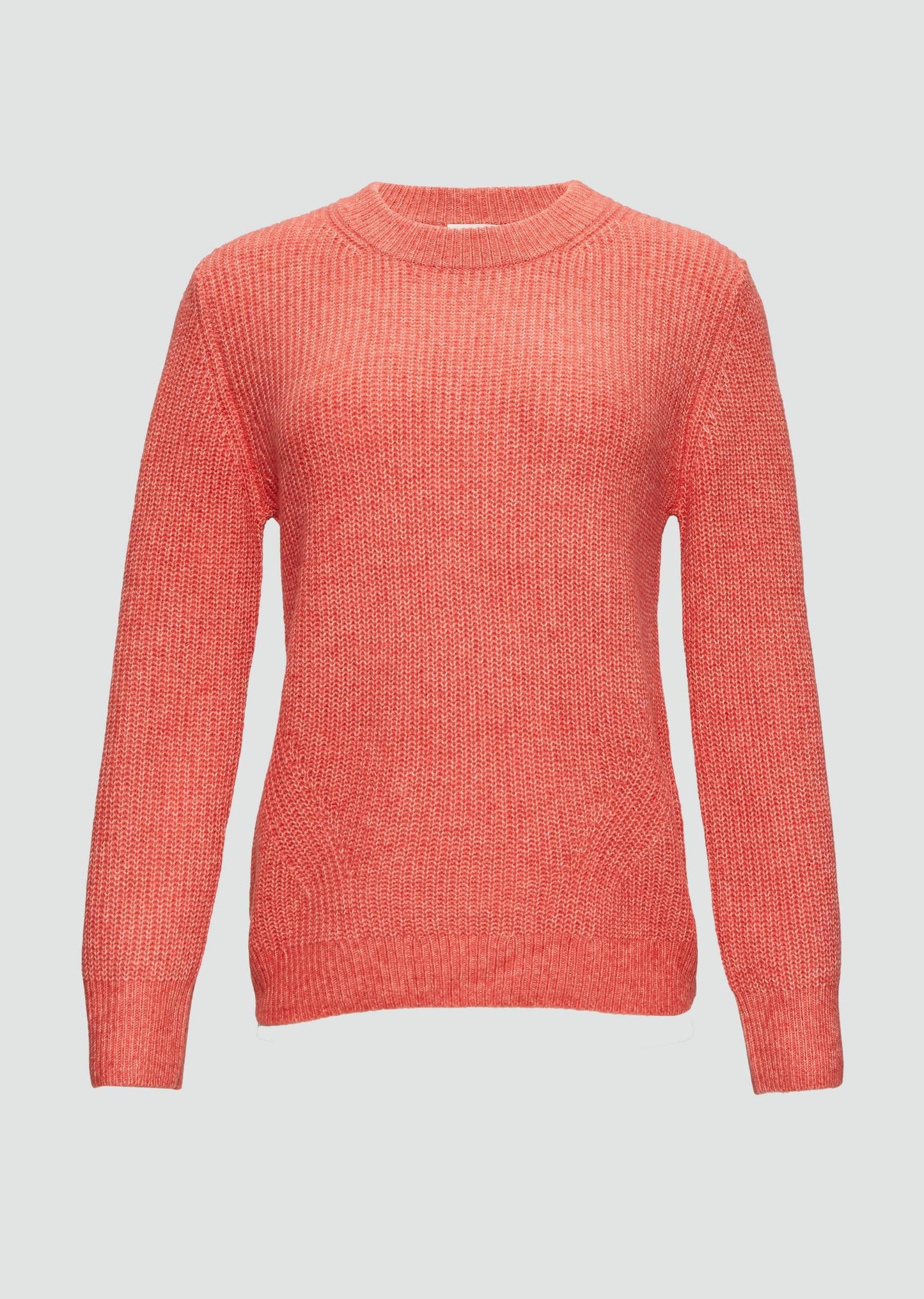 s.Oliver - Strickpullover mit Rippdetail und Crew Neck - Farbe: papaya