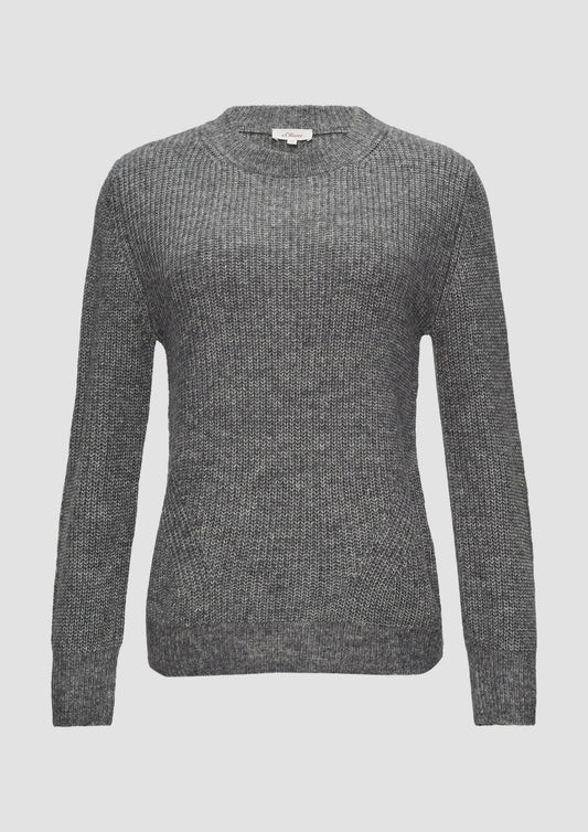 s.Oliver - Strickpullover mit Rippdetail und Crew Neck - Farbe: graphit