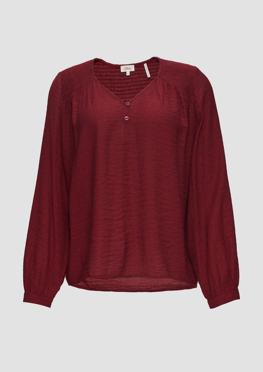 s.Oliver - Viskose Bluse mit Smok Details - Farbe: rubinrot