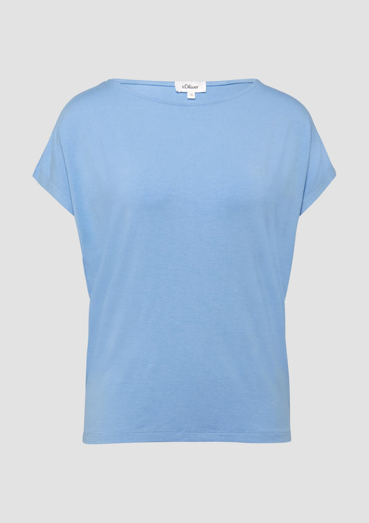 s.Oliver - Fließendes Jersey-Shirt mit überschnittenen Schultern - Farbe: Hellblau