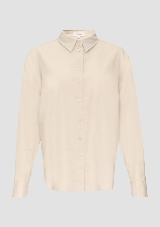 s.Oliver - Cordbluse im Relaxed Fit mit Naht-Details - Farbe: beige