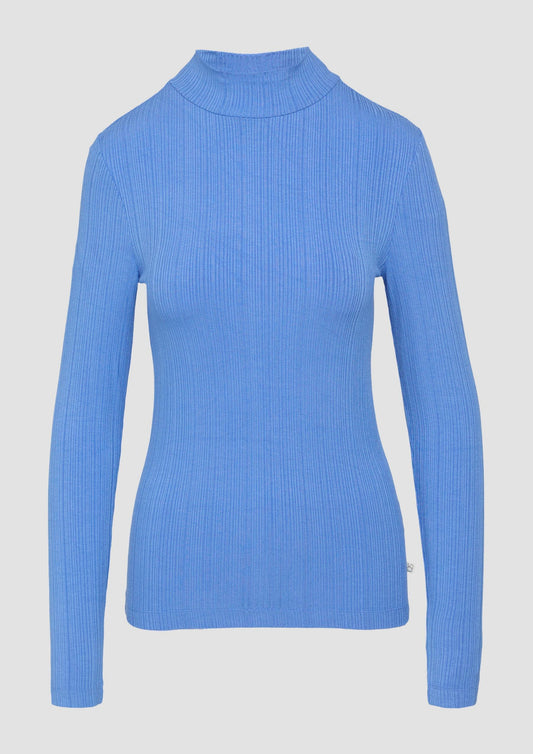 QS - Rippshirt im Slim Fit aus Viskosemix - Farbe: blau