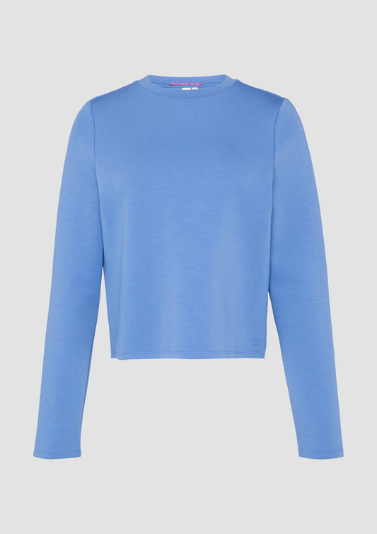 QS - Verkürztes Sweatshirt aus Interlockjersey - Farbe: blau