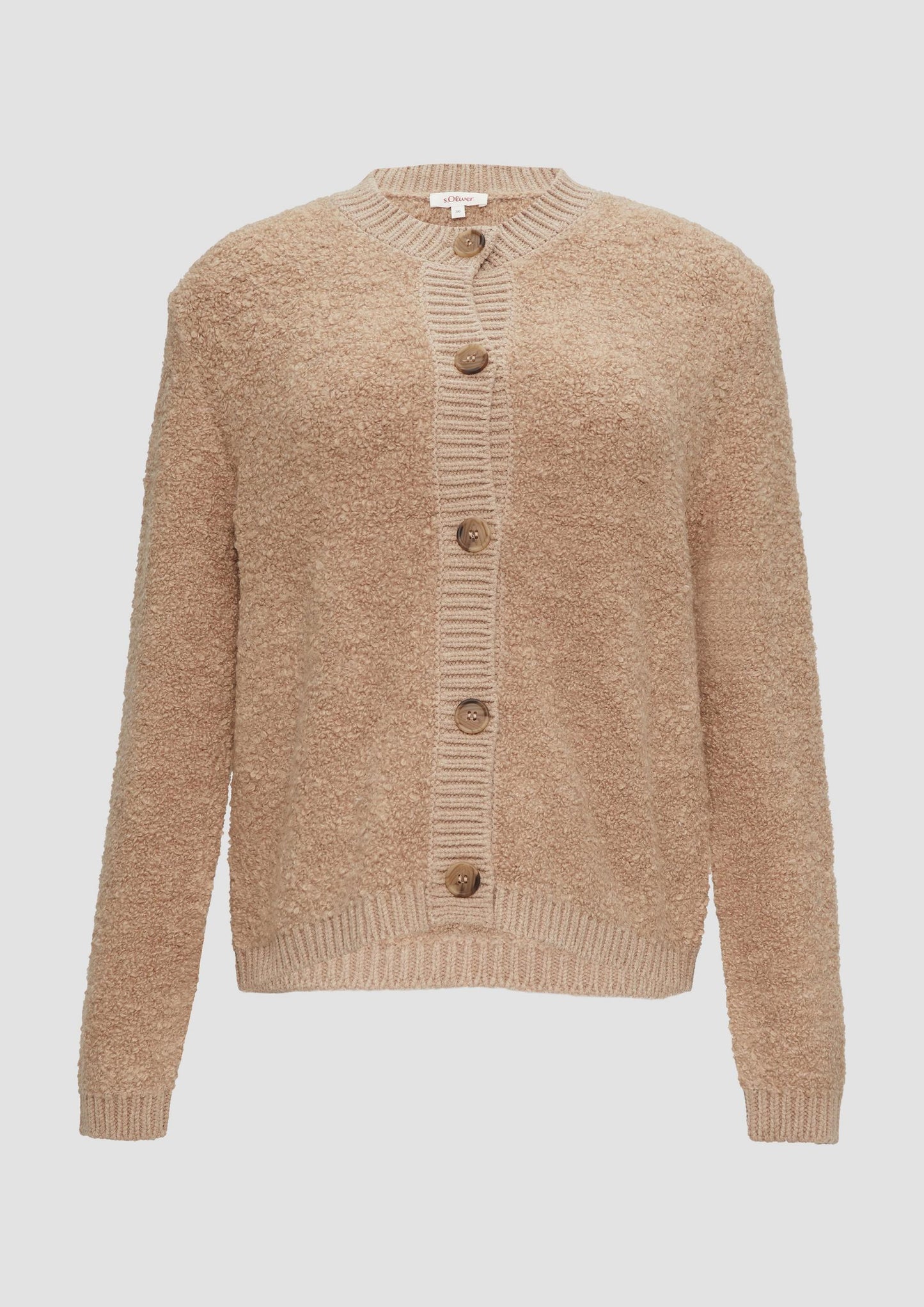 s.Oliver - Strickjacke aus Teddy-Bouclé - Farbe: hellbraun