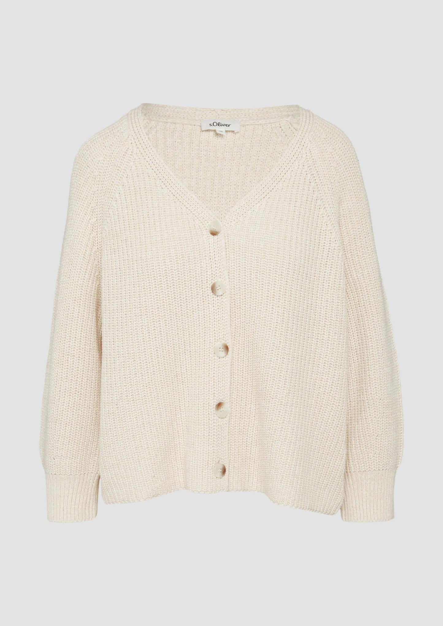 s.Oliver - Cardigan Strickjacke aus Baumwollmix - Farbe: beige