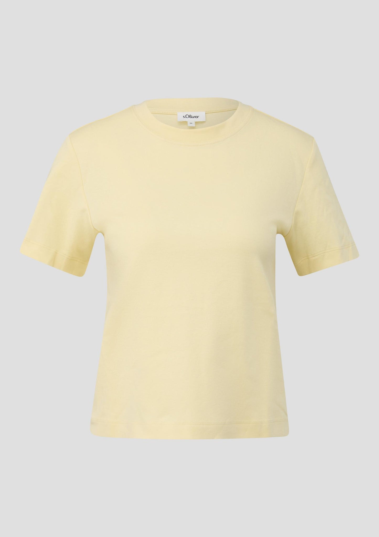 s.Oliver - Verkürztes T-Shirt aus Interlockjersey - Farbe: Hellgelb