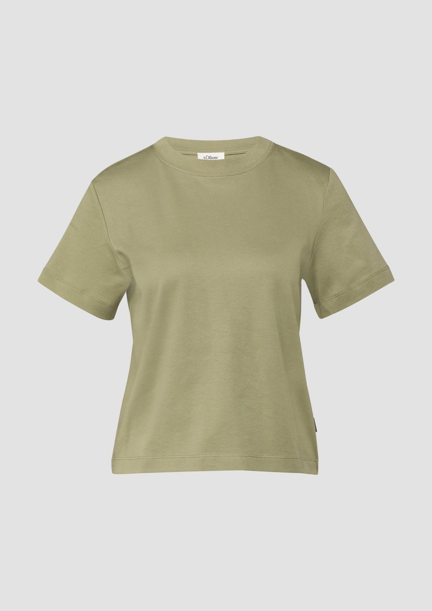 s.Oliver - Verkürztes T-Shirt aus Interlockjersey - Farbe: Olivgruen