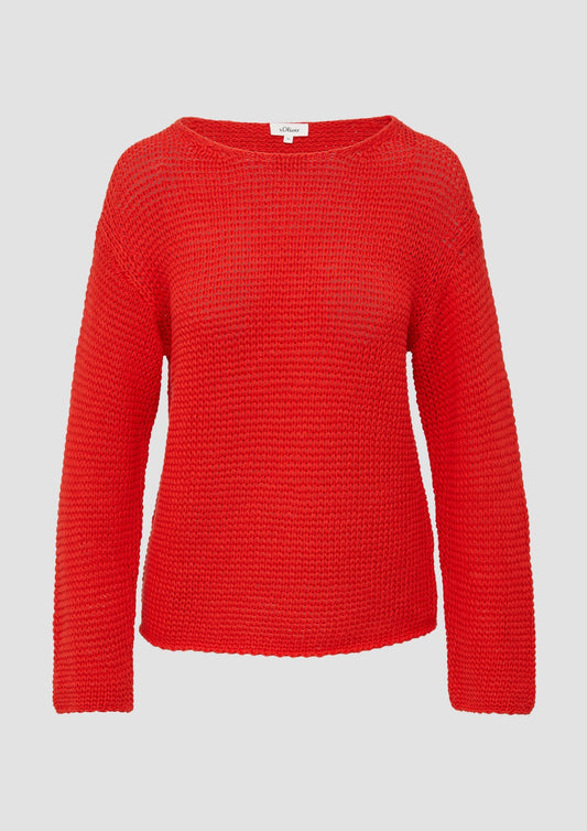 s.Oliver - Locker gestrickter Pullover mit Rundhalsausschnitt - Farbe: rot