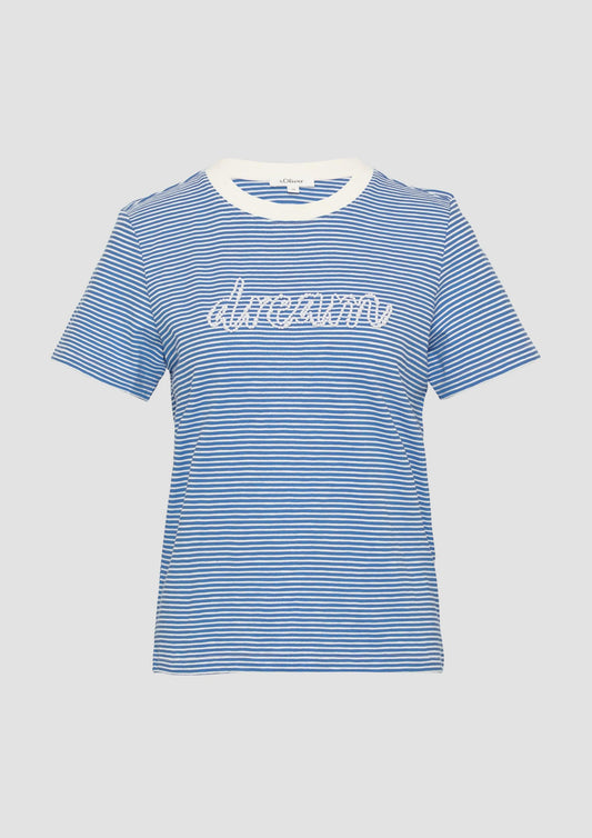 s.Oliver - Streifenshirt mit Schmuckperlen - Farbe: royalblau