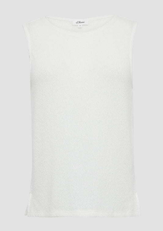 s.Oliver - Semitransparentes Stricktop mit Rundhalsausschnitt - Farbe: creme