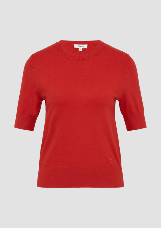 s.Oliver - Kurzärmeliger Strickpullover aus Viskosemix - Farbe: rot