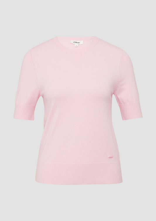 s.Oliver - Kurzärmeliger Strickpullover aus Viskosemix - Farbe: zartrosa