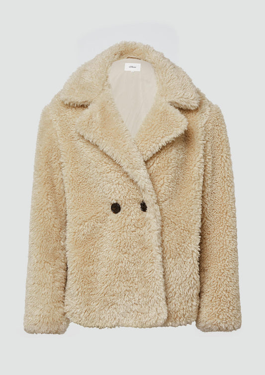 s.Oliver - Teddy-Jacke mit Eingrifftaschen - Farbe: Sandstein