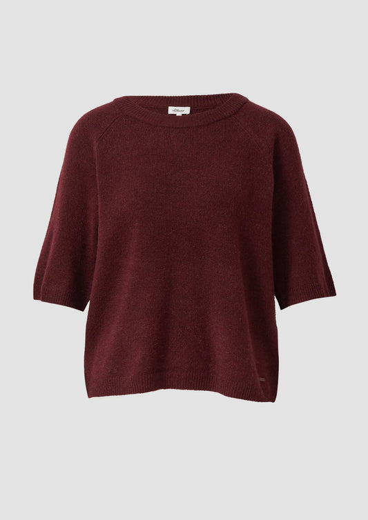 s.Oliver - Kurzarmpullover aus Alpakamix - Farbe: Bordeaux