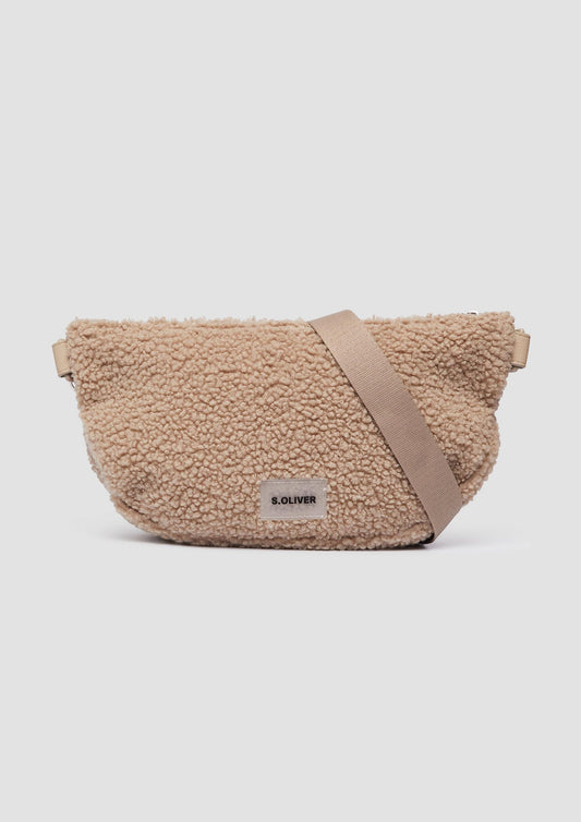 s.Oliver - Crossbody-Bag aus Teddyplüsch - Farbe: Beige