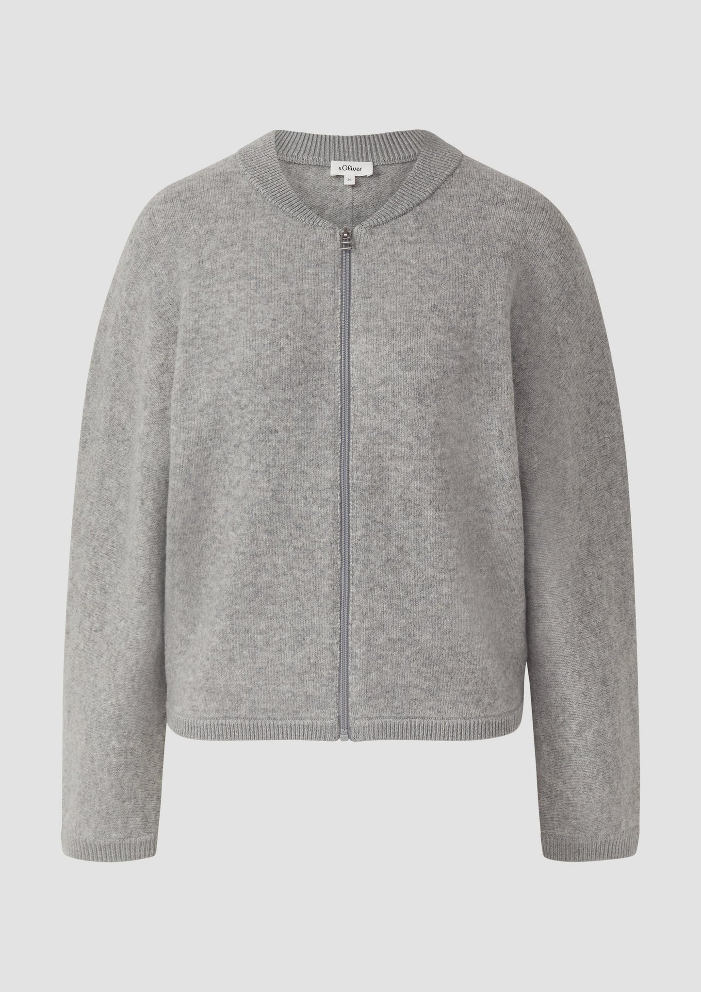 s.Oliver - Weiche Strickjacke aus Wollmix mit Rippbündchen - Farbe: Graphit