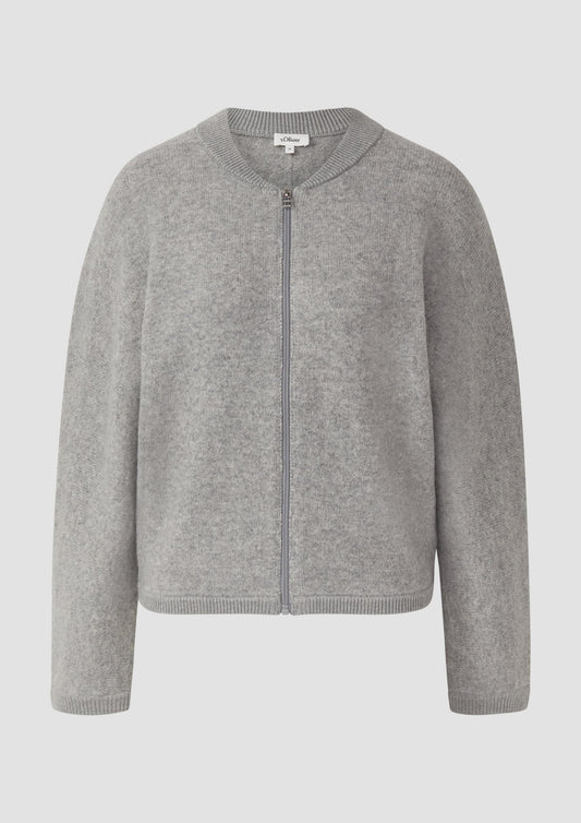 s.Oliver - Weiche Strickjacke aus Wollmix mit Rippbündchen - Farbe: Graphit