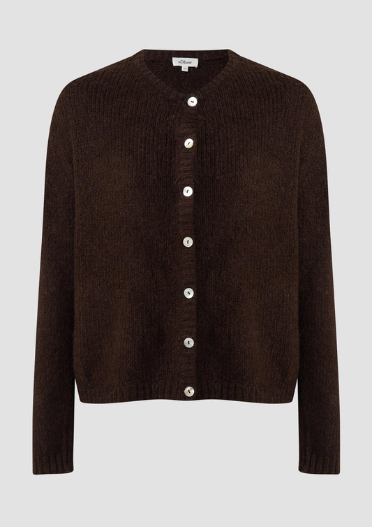 s.Oliver - Cardigan aus Alpakamix - Farbe: Dunkelbraun