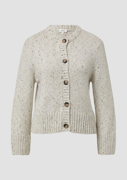 s.Oliver - Kurze Strickjacke aus Baumwollmix mit Knopfleiste - Farbe: Creme