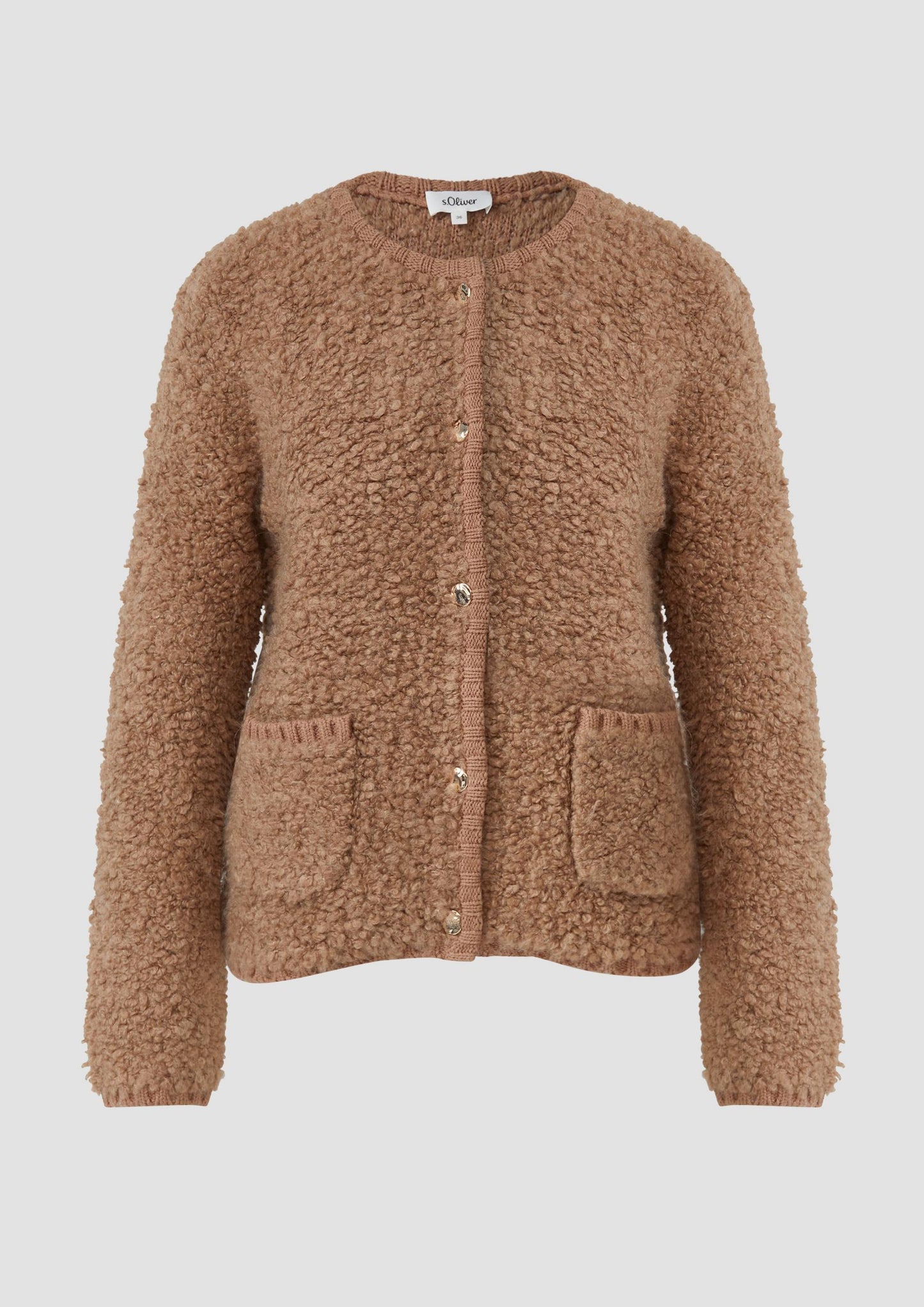 s.Oliver - Strickjacke im Relaxed Fit aus Alpakamix - Farbe: Sandstein