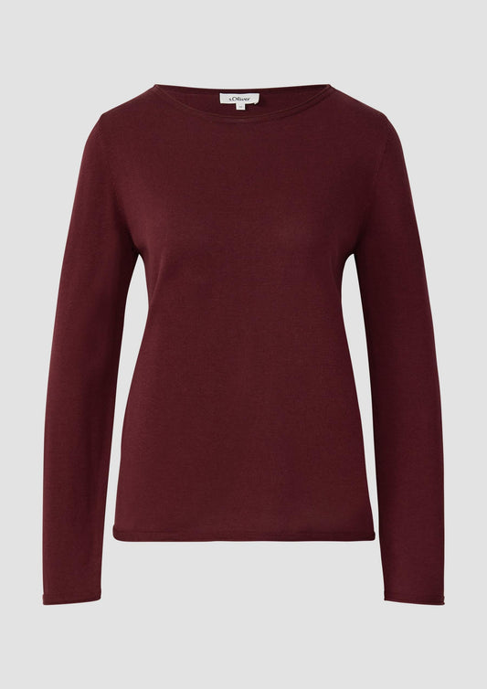 s.Oliver - Weicher Feinstrickpullover mit Rollkanten - Farbe: Bordeaux