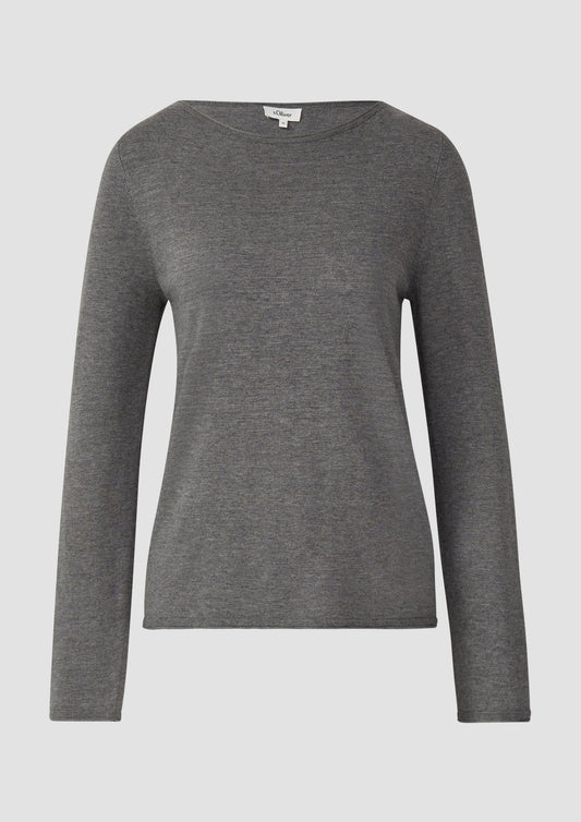 s.Oliver - Weicher Feinstrickpullover mit Rollkanten - Farbe: Graphit