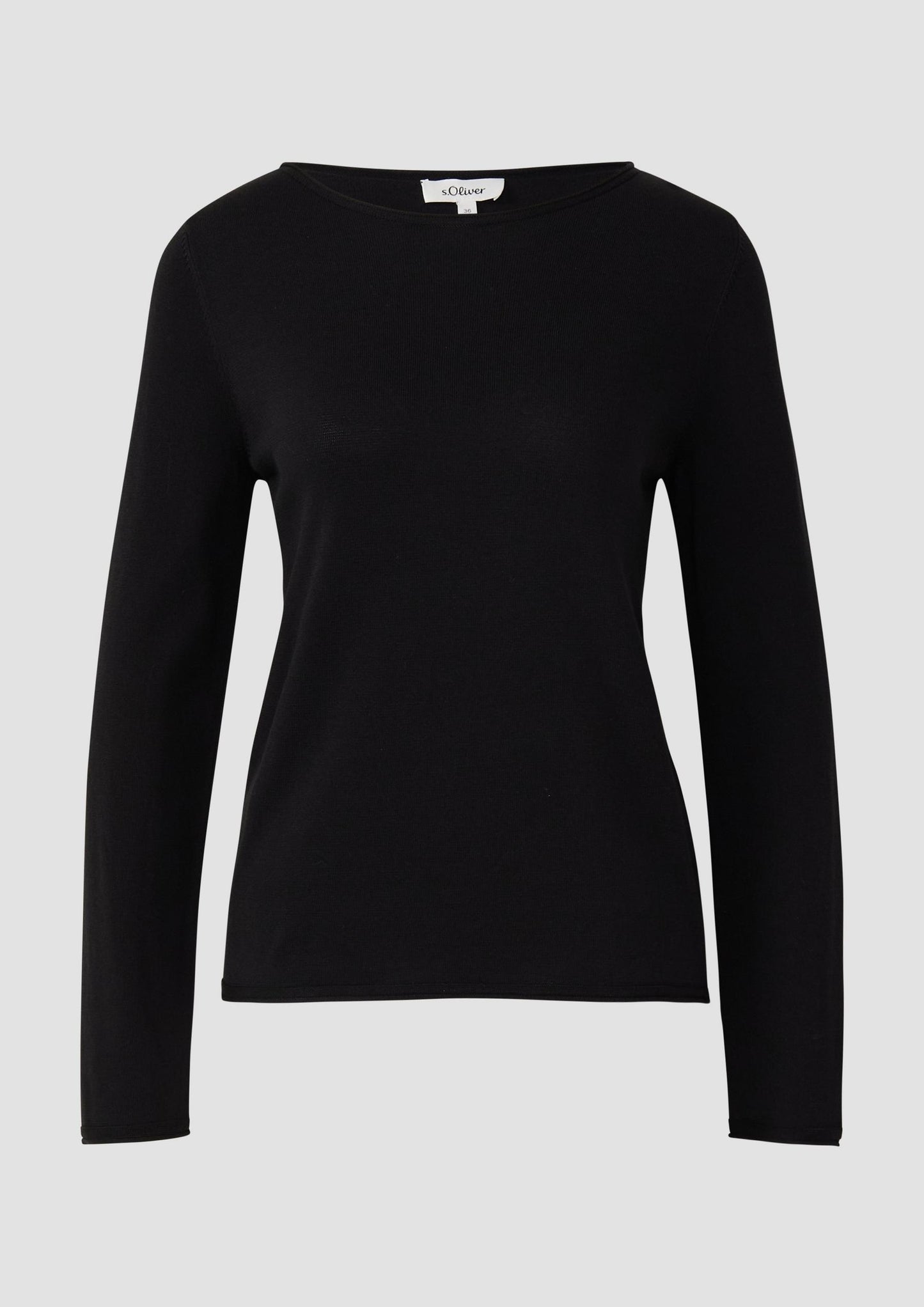 s.Oliver - Weicher Feinstrickpullover mit Rollkanten - Farbe: Schwarz
