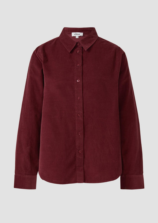s.Oliver - Feincord-Bluse mit Hemdkragen - Farbe: bordeaux