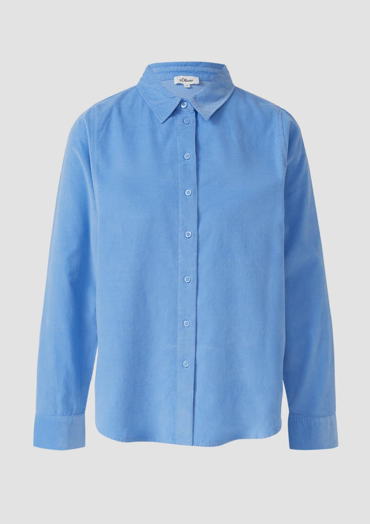 s.Oliver - Feincord-Bluse mit Hemdkragen - Farbe: blau
