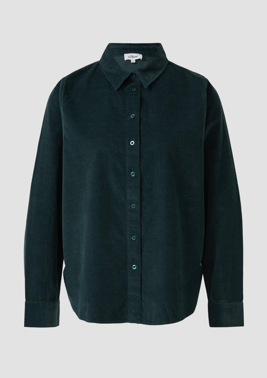 s.Oliver - Feincord-Bluse mit Hemdkragen - Farbe: petrol