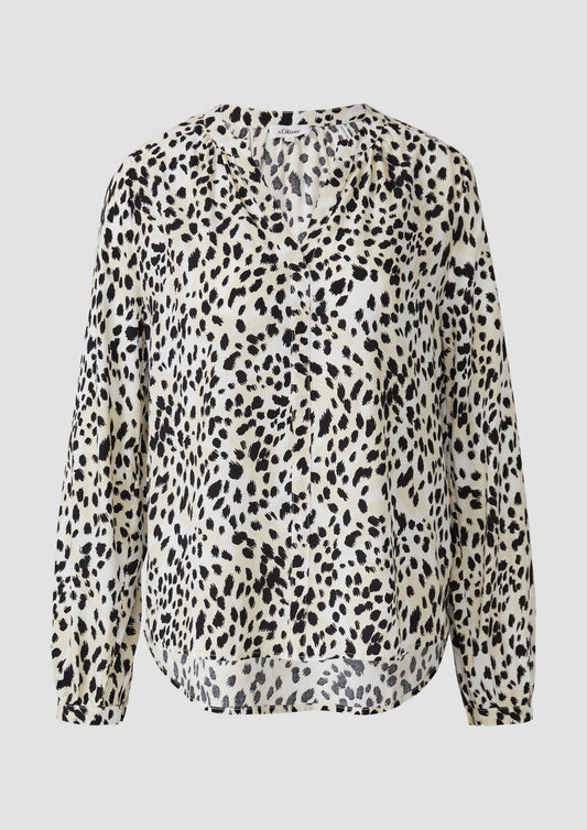 s.Oliver - Tunikabluse aus Viskosemix mit All-over-Print - Farbe: Ecru