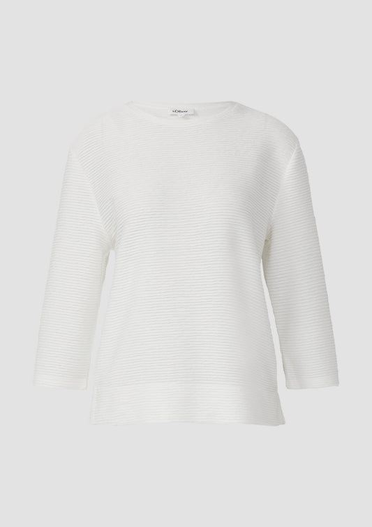 s.Oliver - Leichtes Sweatshirt mit Struktur - Farbe: Ecru