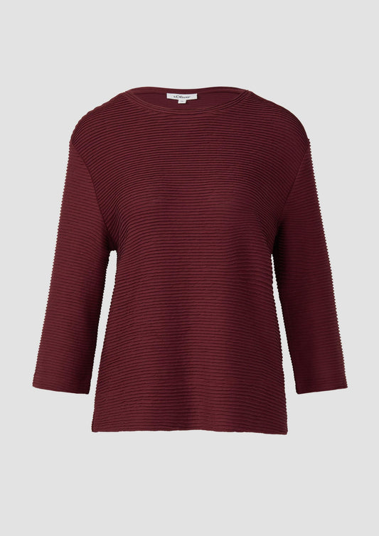 s.Oliver - Leichtes Sweatshirt mit Struktur - Farbe: Bordeaux